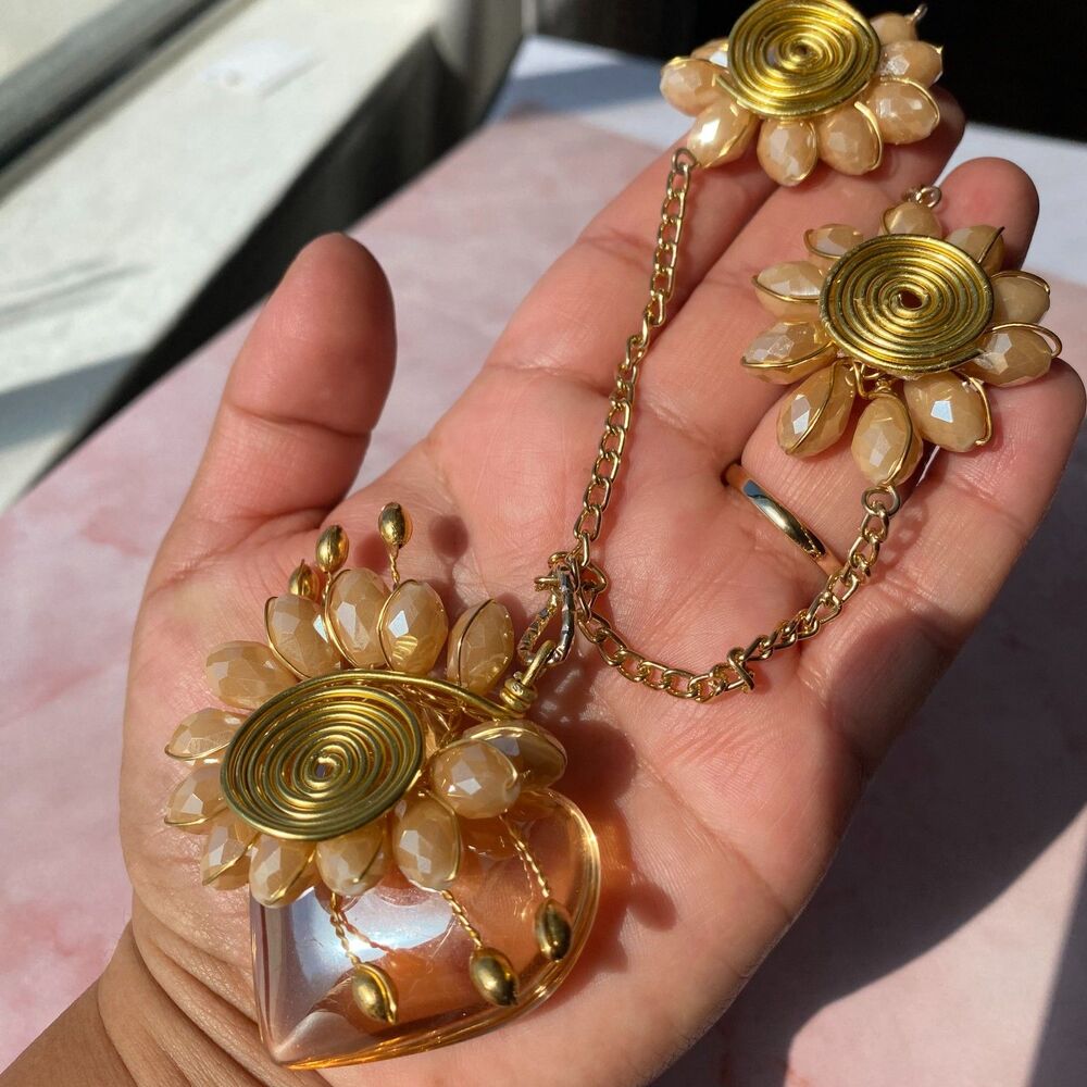 Handmade Gold Tone Necklace Size 24''